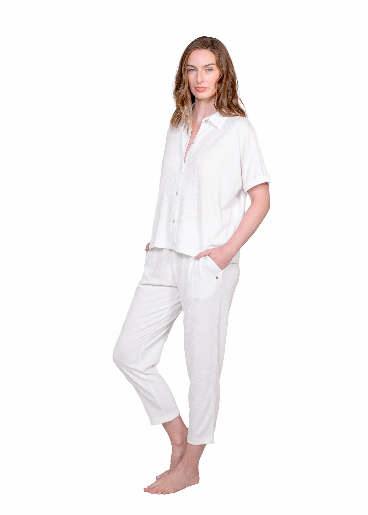 BUTTON FRONT TOP & TAPERED PANT SET