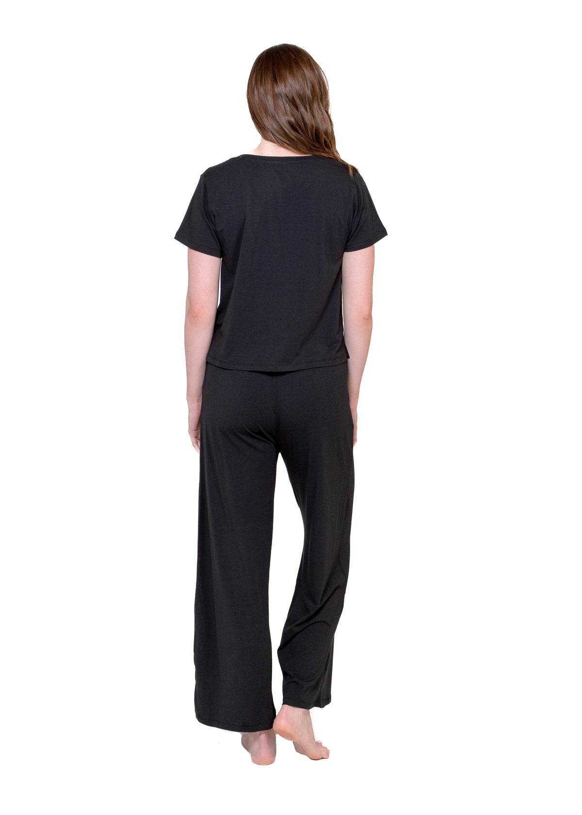 "V" NECK TEE & WIDE LEG LOUNGE PANT SET