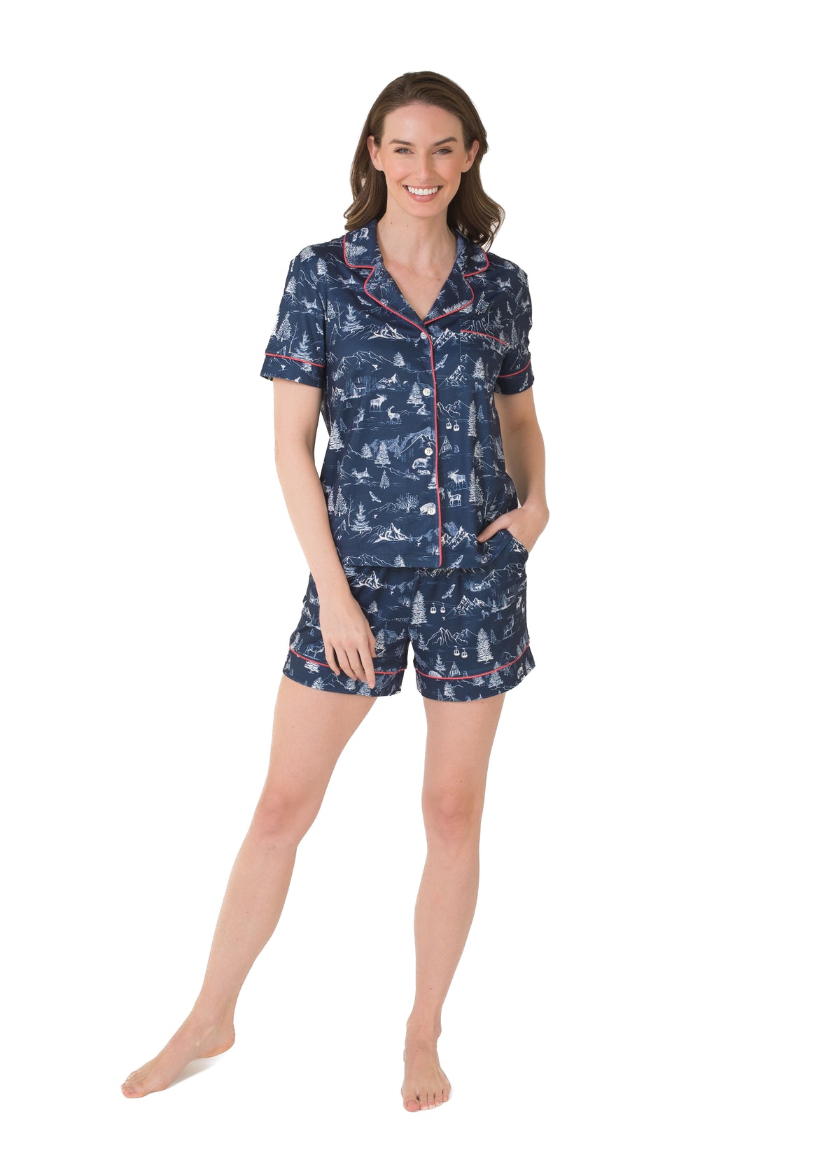 SS NOTCH COLLAR TOP & SHORT PAJAMA GIFT SET