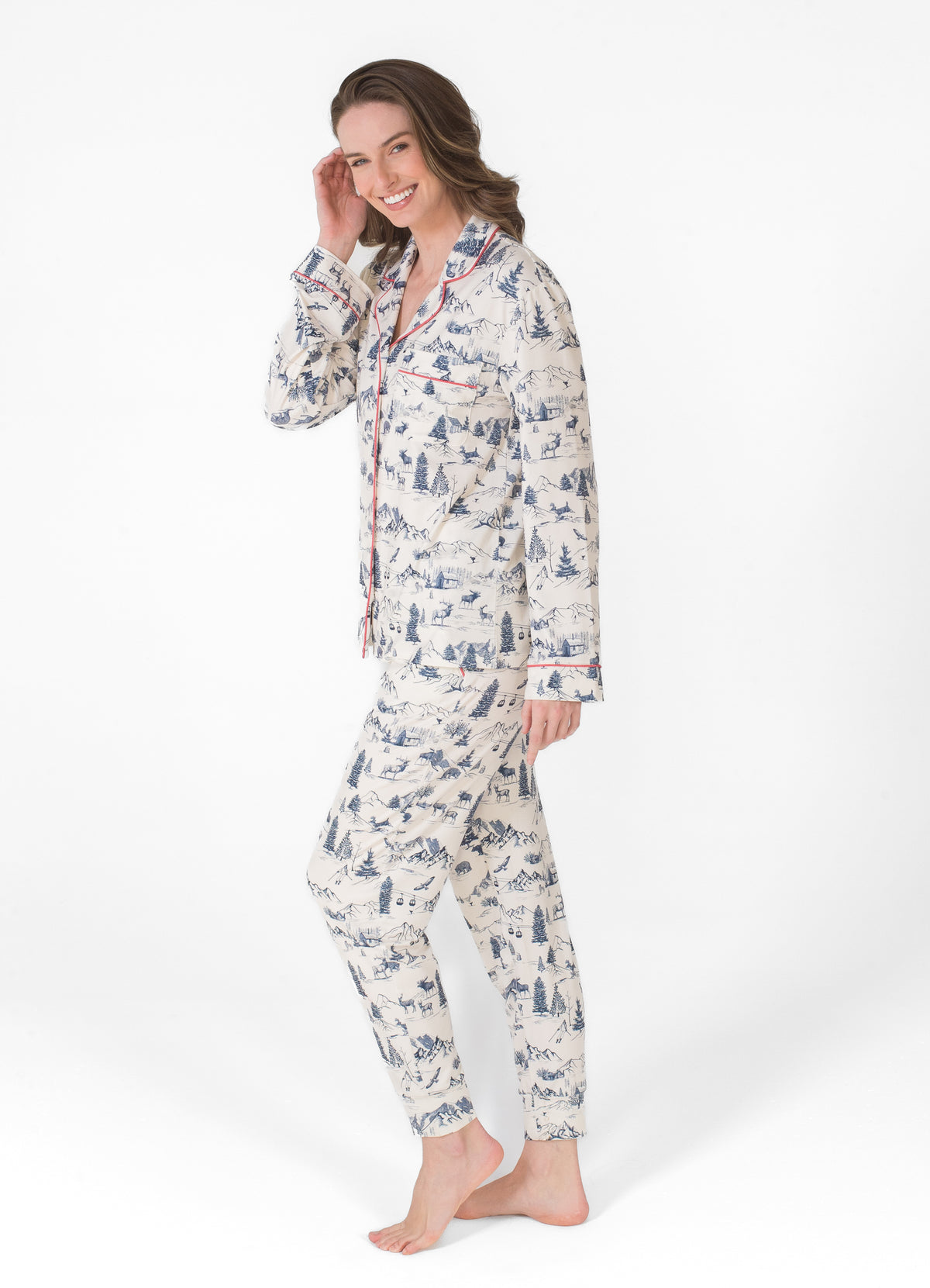 NOTCH COLLAR TOP & JOGGER PAJAMA GIFT SET