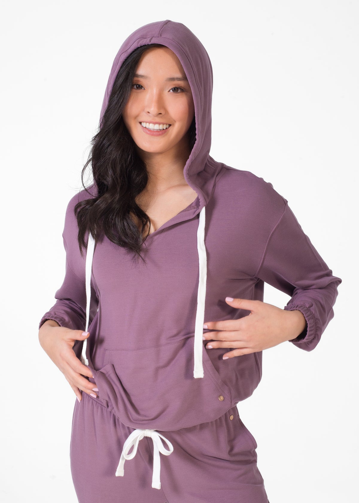 V NECK HOODY