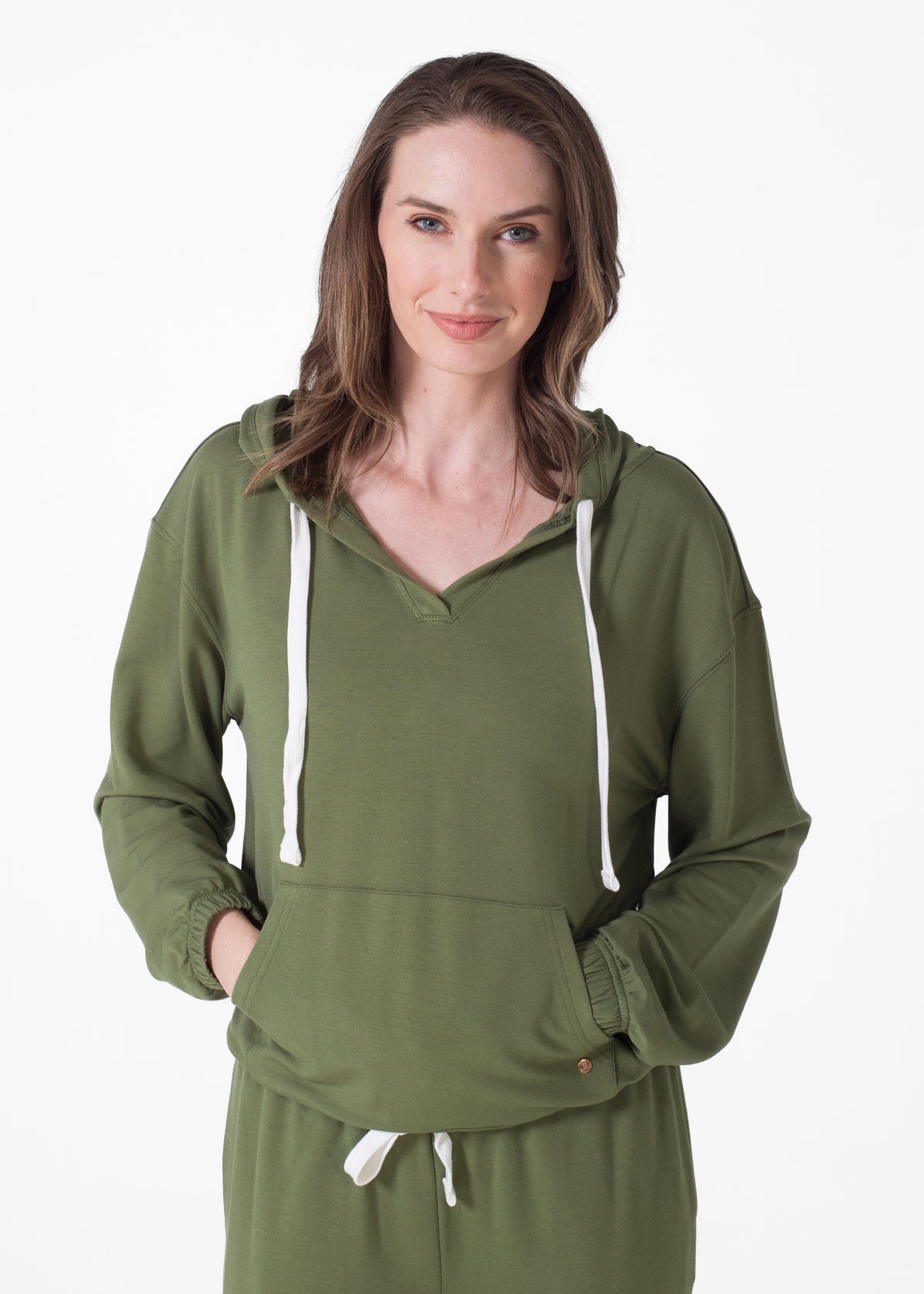 V NECK HOODY