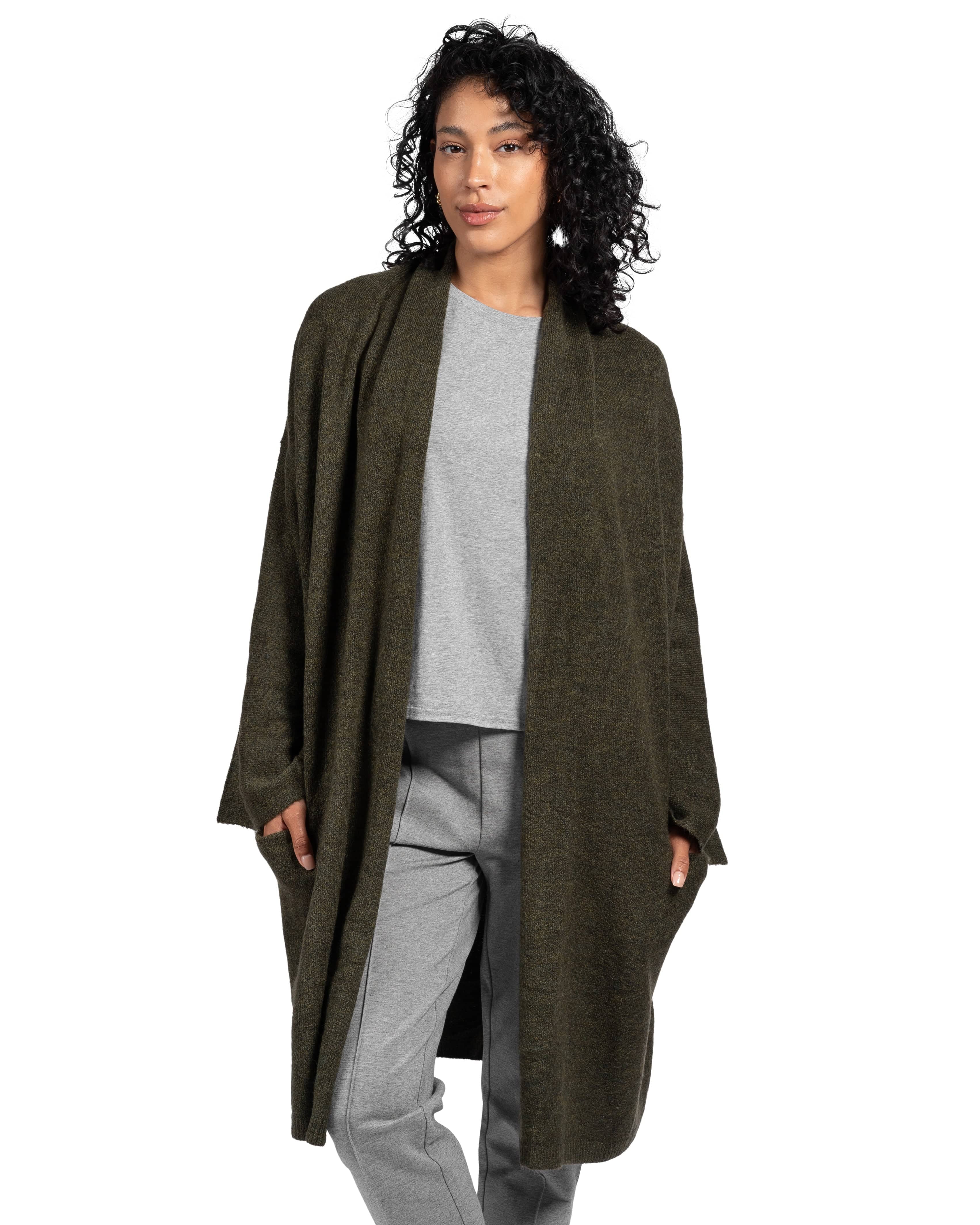 Khaki green long clearance cardigan