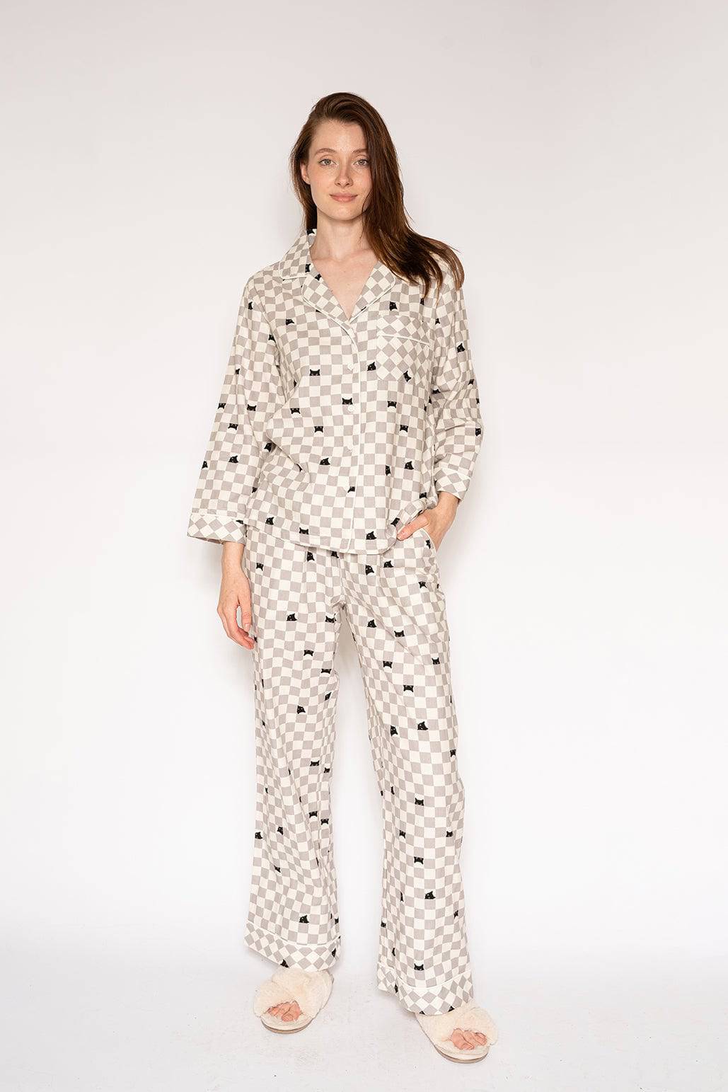 Men's Button-Front Portuguese Cotton Flannel Pajama Set
